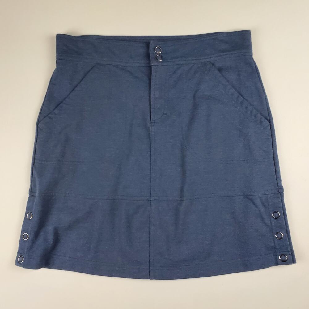 Aventura Organic Cotton Button Side A-Line Mini Skirt Blue Small